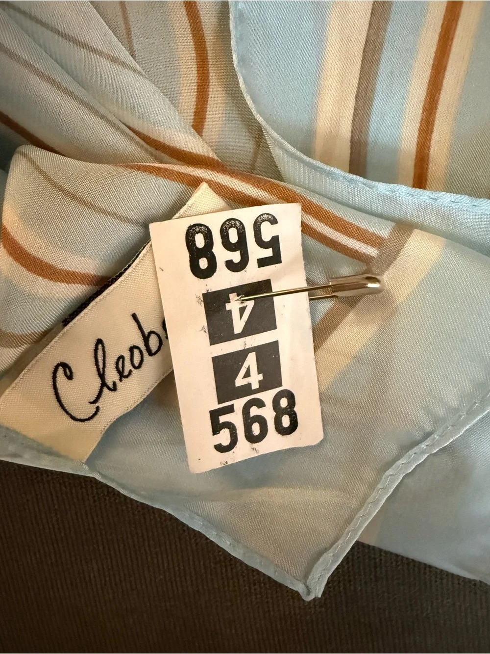 Vintage Light Blue Striped Women's Scarf